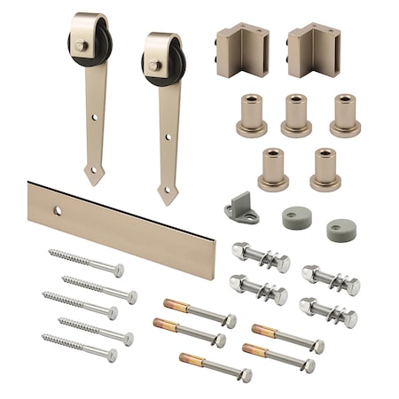 Prime-Line Heavy Duty Barn Door Track Kit, Smooth Rolling, Side Mount, Satin Nickel (1 Kit) N 7551